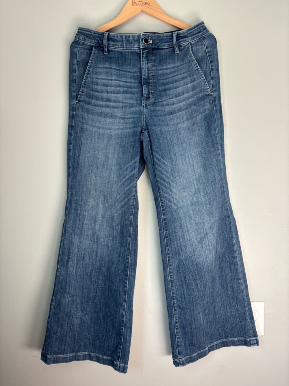 White House Black Market Women's Wide Leg Jeans - Blue Denim